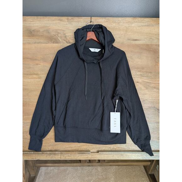Tavi Ebony Cozy Paneled Hoodie Womens XS Black Soft Fleece Lined Drawstring NWT - Picture 1 of 5